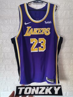 LeBron James Blue Los Angeles Lakers Jersey NEW w/ WISH SPONSER PATCH Size  52 XL