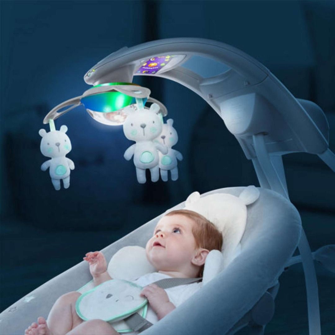 Baby Cradle Swing Flashing Teddy Bear Gray