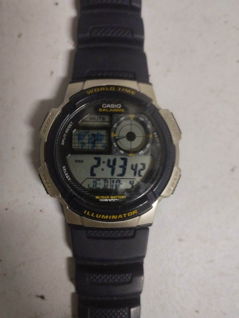 Casio World Time Illuminator Digital Watch 5 Alarms 48 Cities