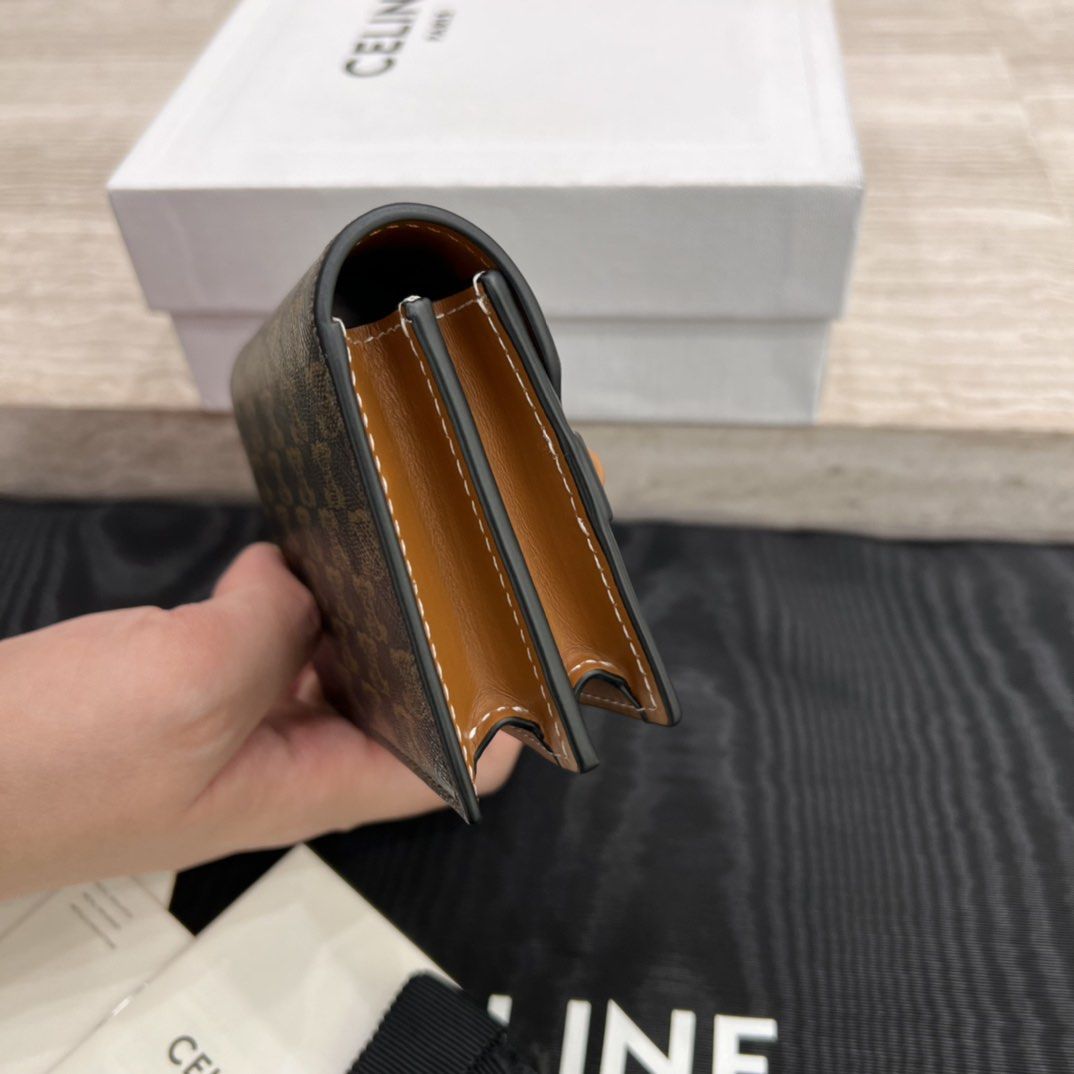 Celine Business Card Holder in Triomphe Canvas and Lambskin