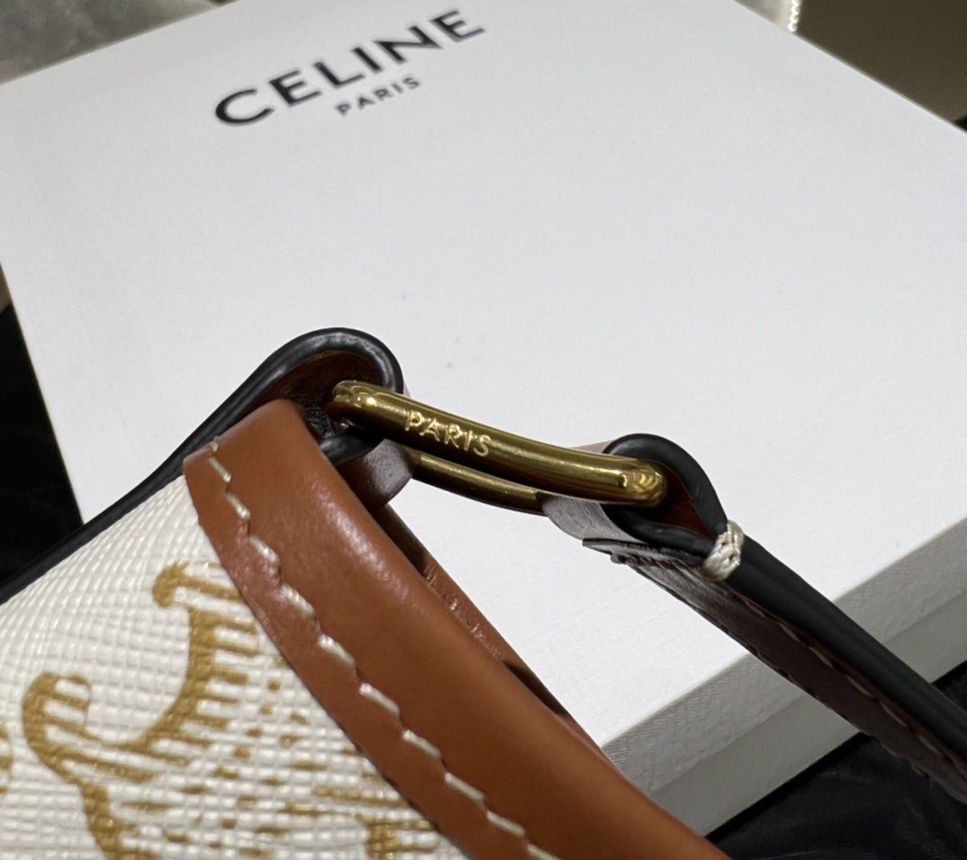 Celine SMALL BUCKET IN TRIOMPHE CANVAS AND CALFSKIN WHITE, Luxury, Bags &  Wallets on Carousell