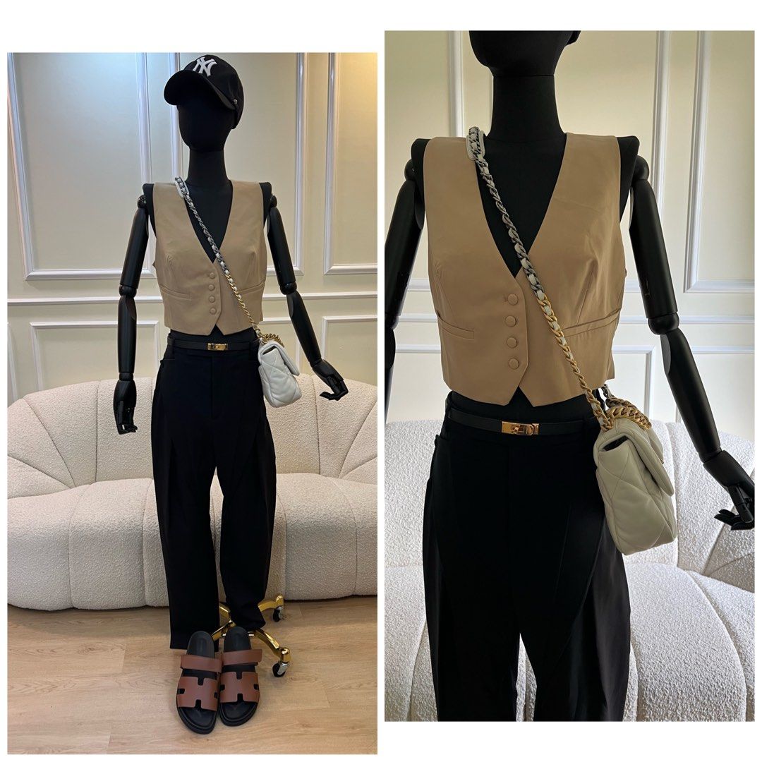CELINE Trousers x Tailored Vest in Beige for Size 27 28 Authentic Celine ,  Luxury, Apparel on Carousell
