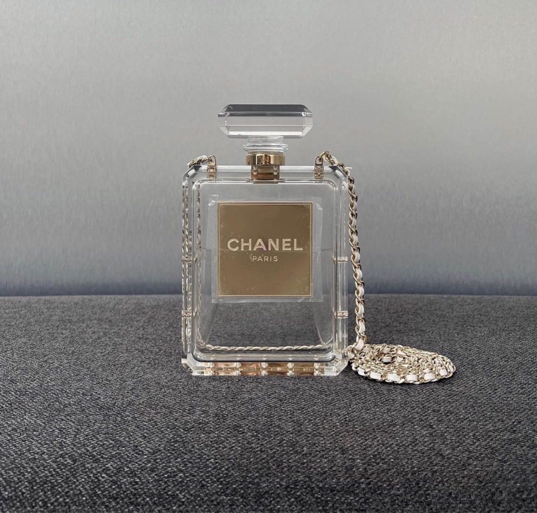 Chanel Perfume Bottle Minaudière Transparent / Ghw, Luxury, Bags