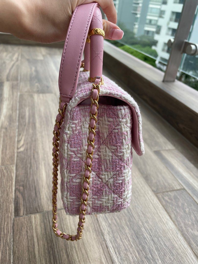 Chanel Mini Tweed Flap Bag - Pink Shoulder Bags, Handbags