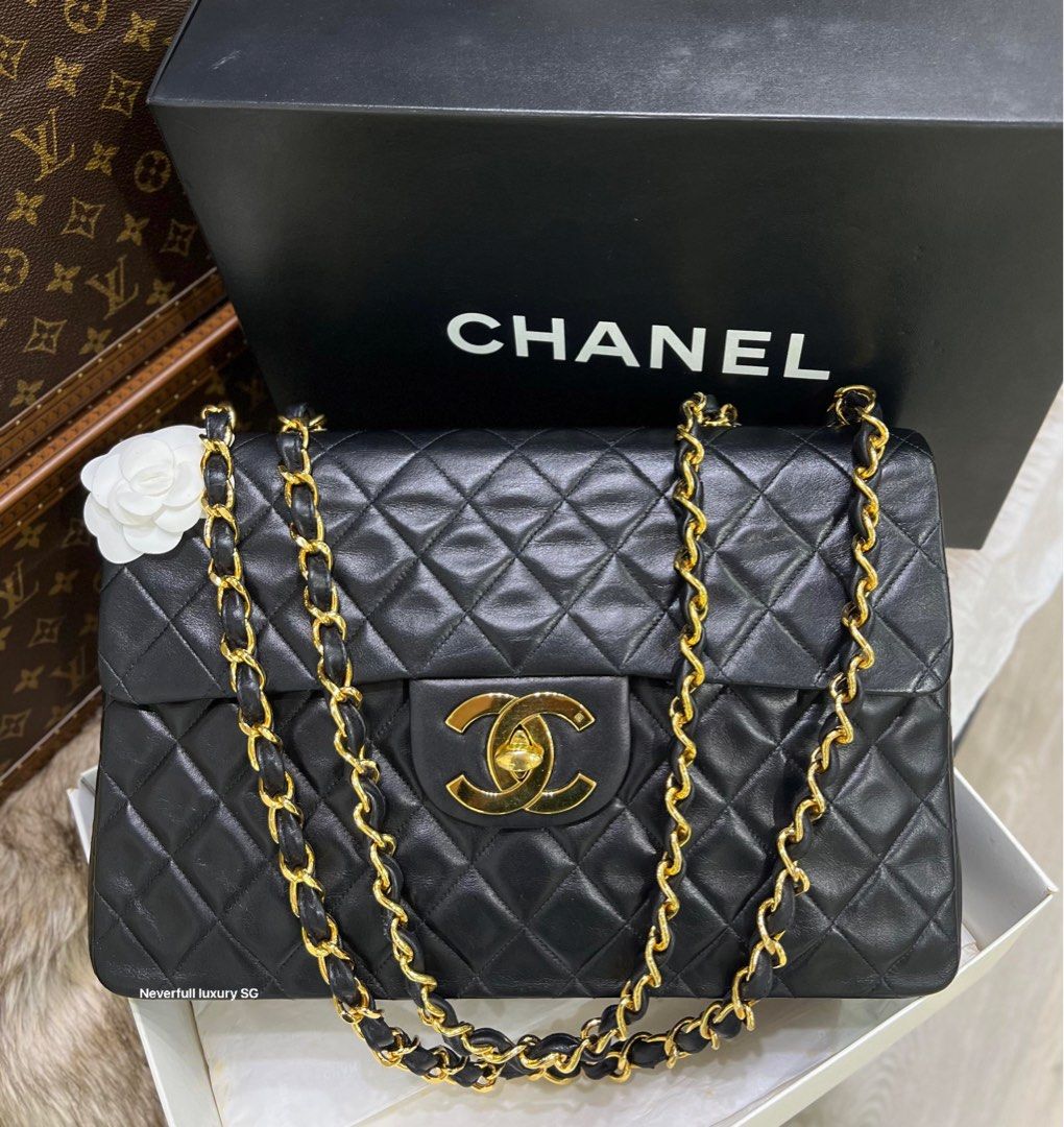 Chanel Vintage Classic Single Flap Maxi Bag Quilted Lambskin in 24K GHW,  Luxury, Bags & Wallets on Carousell