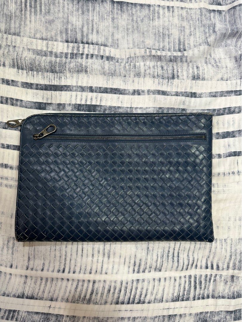 Clearance sale Bottega Veneta Blue Intrecciato Document Clutch