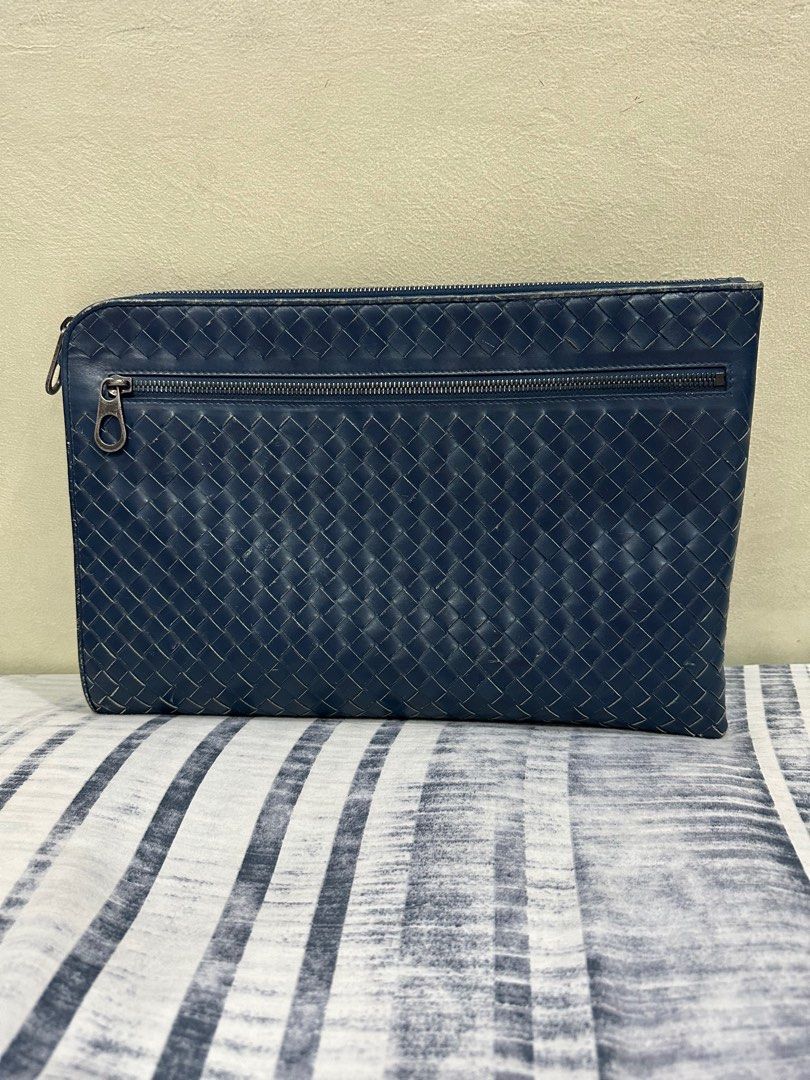 Clearance sale Bottega Veneta Blue Intrecciato Document Clutch