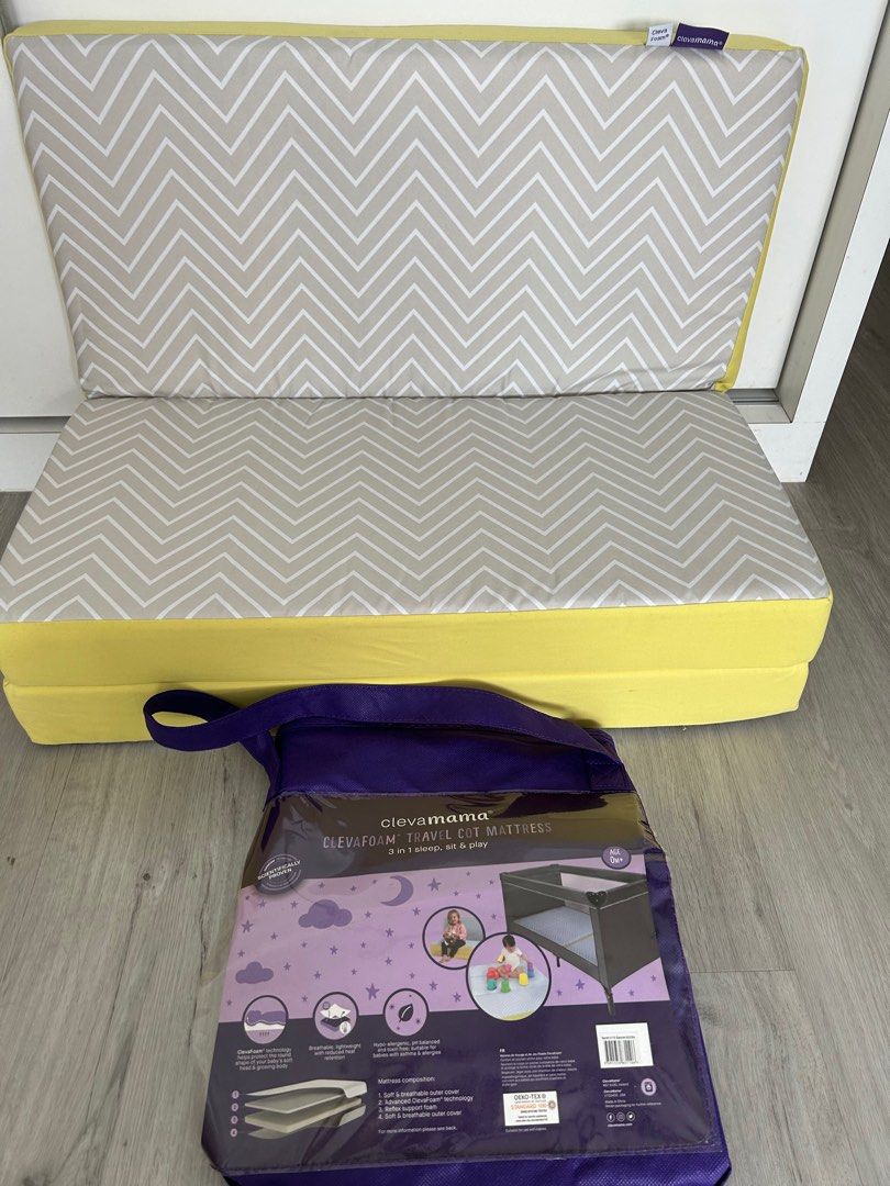 Clevamama foam 3 in top 1 travel cot mattress