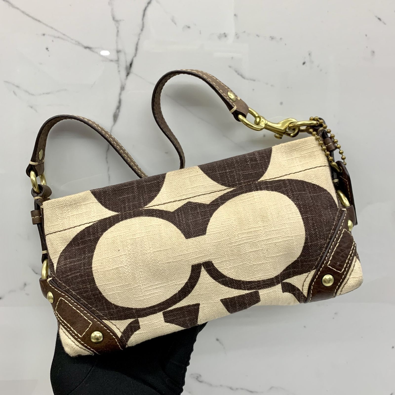 COACH BROWN CANVAS ONE SHOULDER BAG 237031824 AL, Luxury, Bags 