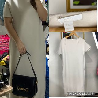 COS BOXY BOAT NECK SCUBA DRESS