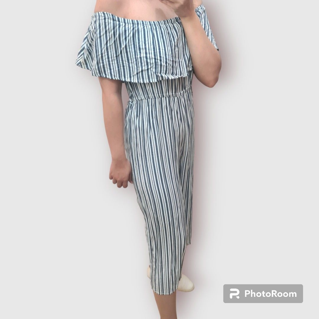 Cotton On Blue and White Striped Jumpsuit Women s Fashion Dresses Sets Jumpsuits on Carousell