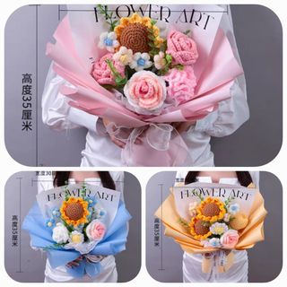 Ready stock- Crocher Sunflower现货 毕业花束, Hobbies & Toys, Stationery & Craft,  Flowers & Bouquets on Carousell