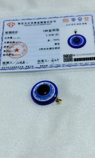SOLD - Evil Eye Pendant 16mm Real 18k yg holder