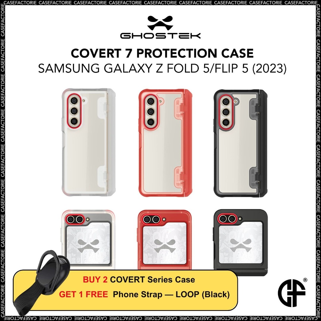 Ghostek Covert Samsung Galaxy Z Flip5 Clear Case for Flip 5 Protective Cover (Smoke)