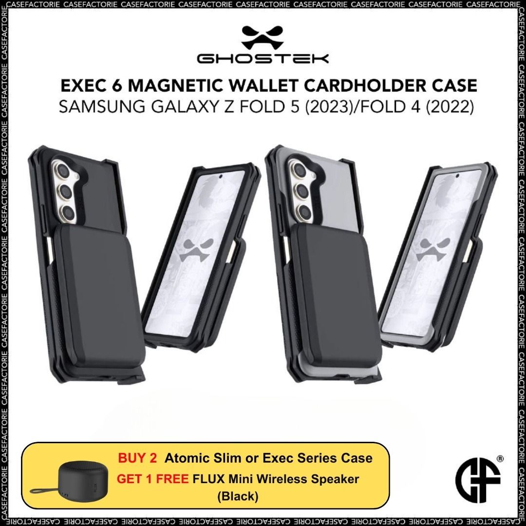 Ghostek Exec Samsung Galaxy Z Fold 4 Wallet Case with Magnetic Card Holder (Black)