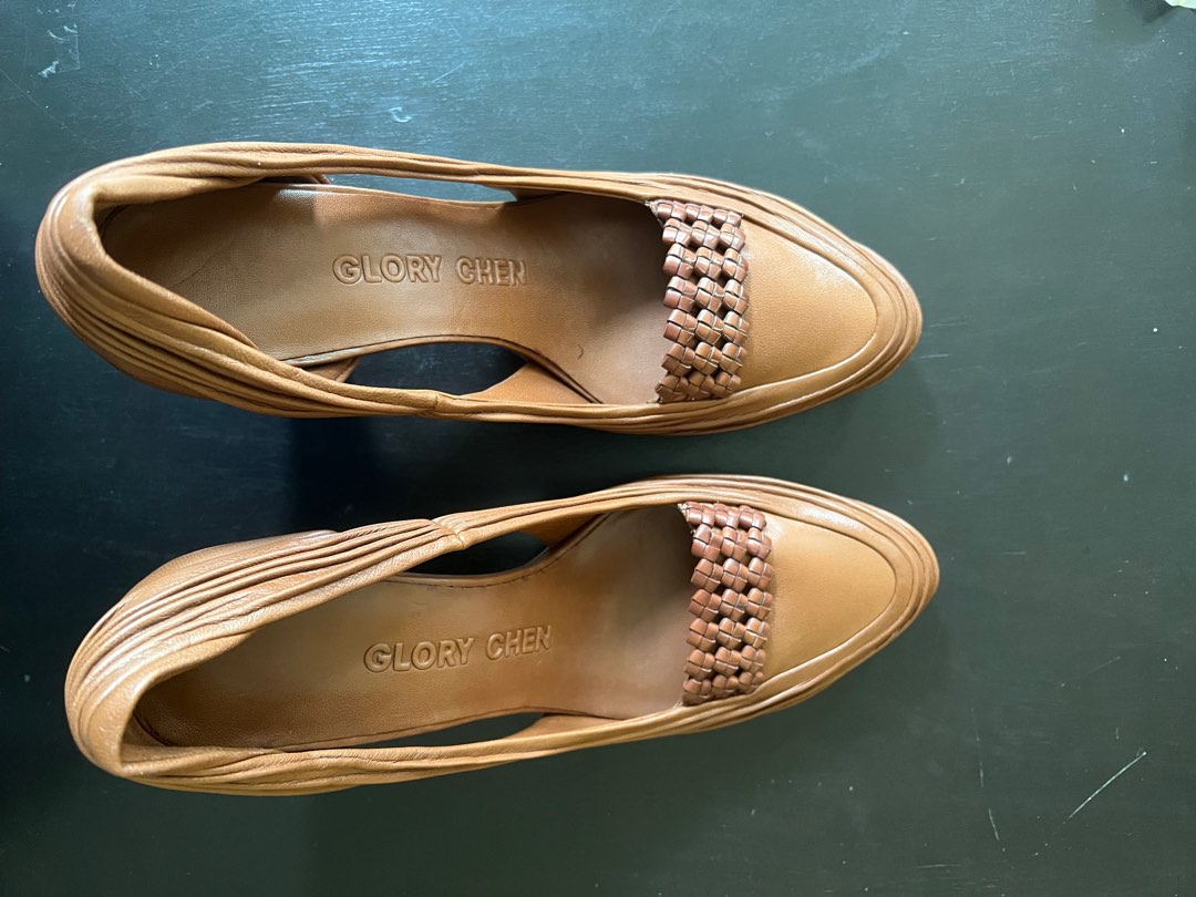 Glory Chen Leather 2 Heel Slip on Pump