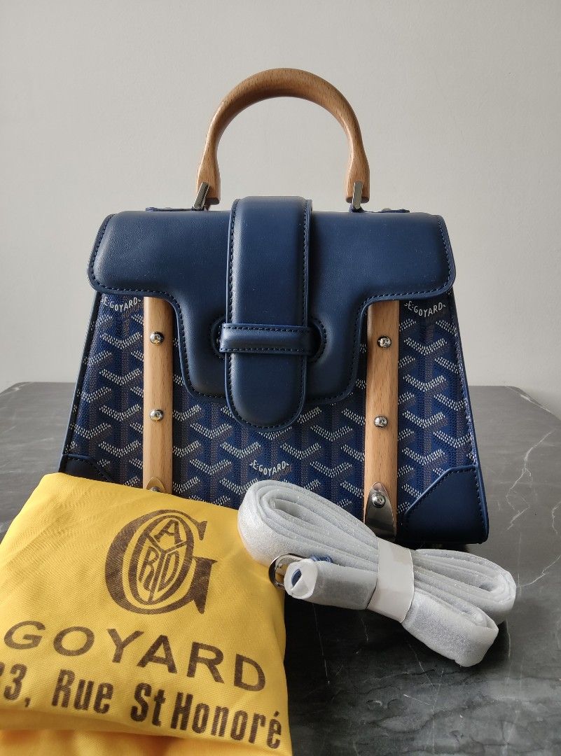 Goyard Blue Coated Canvas and Leather Saigon Top Handle Bag Goyard