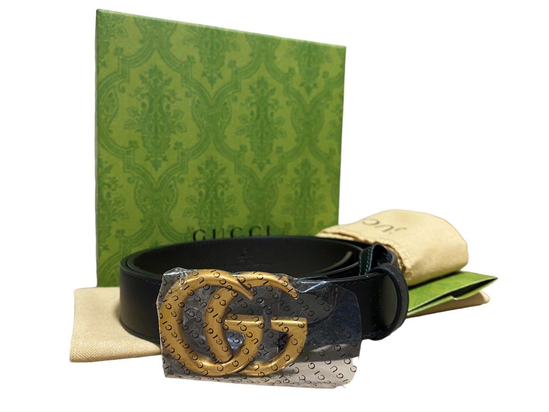Gucci Belt Black Leather GG Marmont