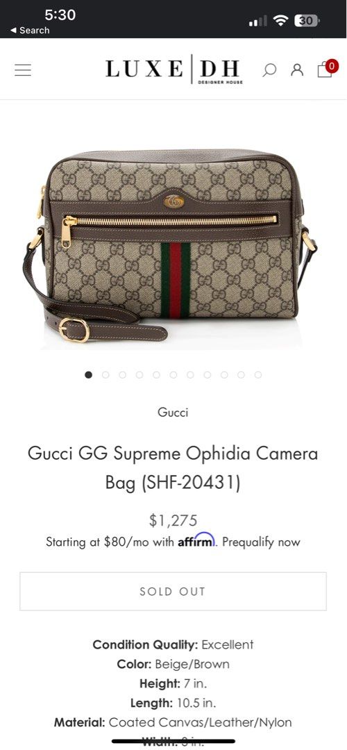 GUCCI GG SUPREME OPHIDIA CAMERA BAG Luxury Bags Wallets on Carousell