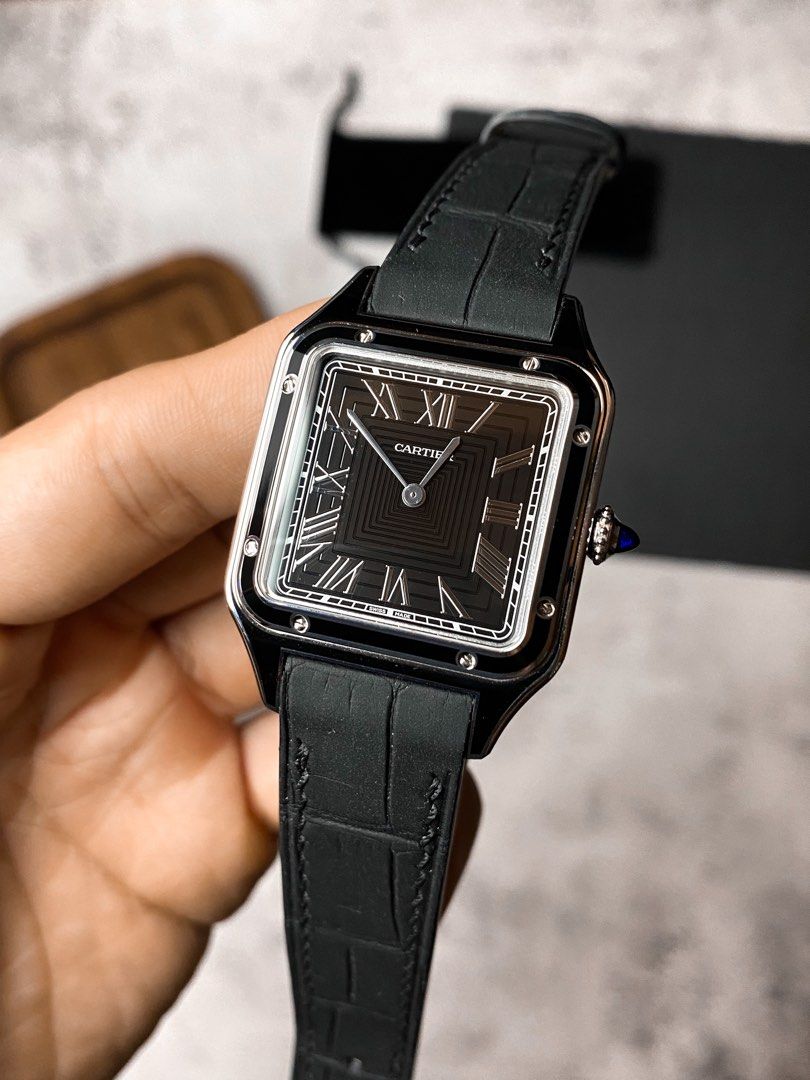 Cartier watch black strap hot sale