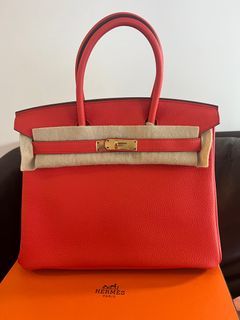Hermes Birkin 30 Red Togo Leather Men's Women's Handbag/Handcarry Bags,  Luxury, Bags & Wallets on Carousell