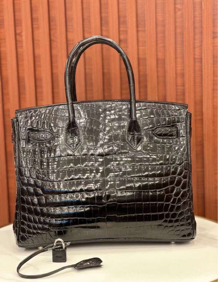 Hermes Birkin 25 Handbag 8V Orange Poppy Shiny Porosus Croc GHW