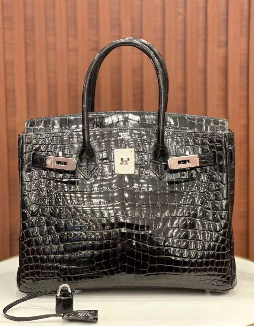 Hermes Birkin 25 Handbag 8V Orange Poppy Shiny Porosus Croc GHW