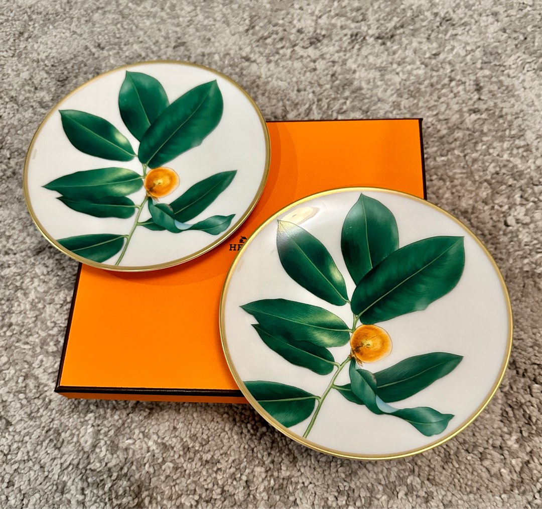 Hermes Passifolia bread & butter plate x 2, Furniture & Home Living