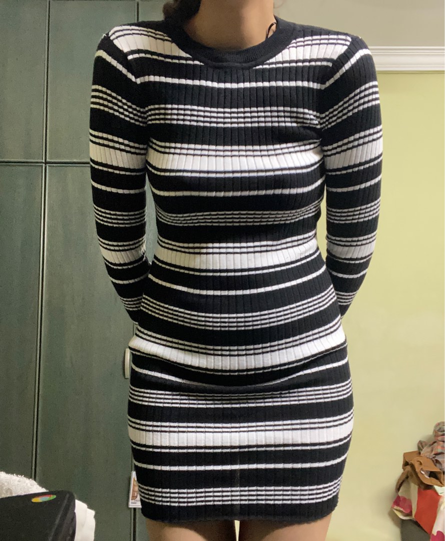 Striped bodycon cheap sweater dress