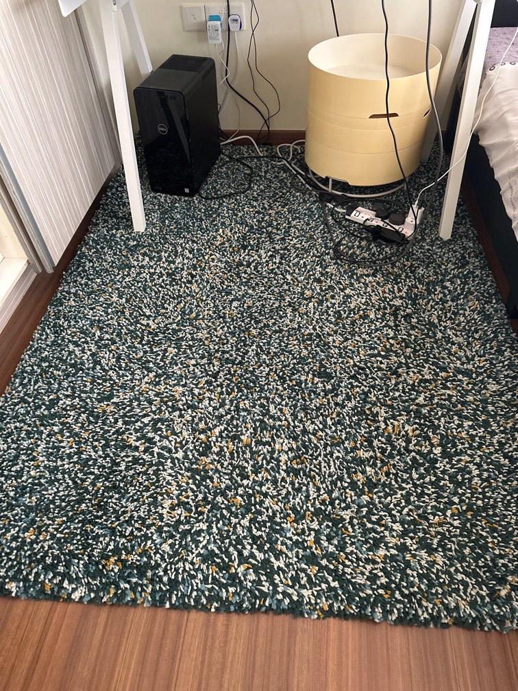 IKEA VINDUM Rug, high pile, bluegreen, Furniture & Home Living, Home Decor, Carpets, Mats