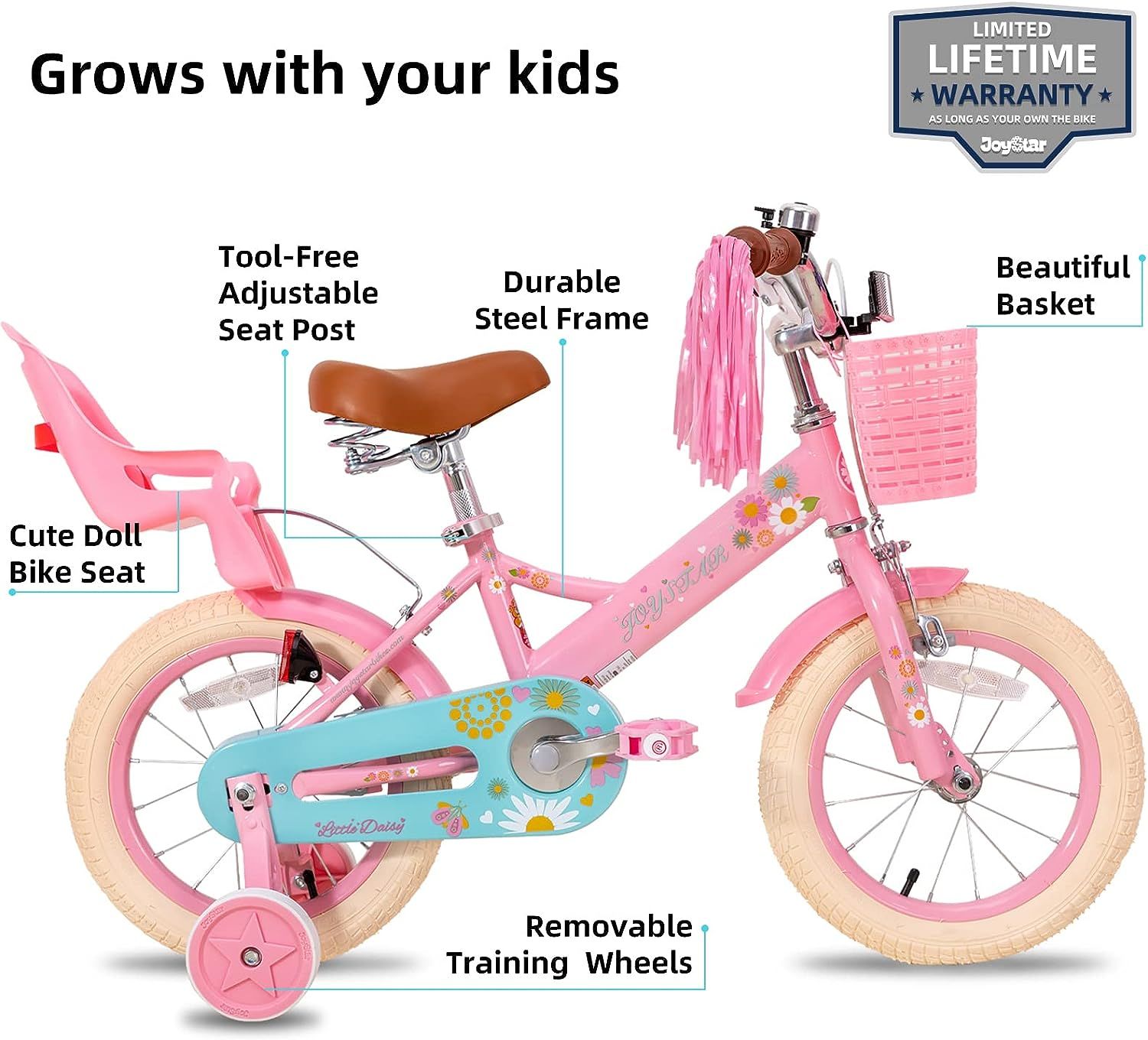 JOYSTAR Little Daisy Kids Bike for 2 7 Years Girls with Training