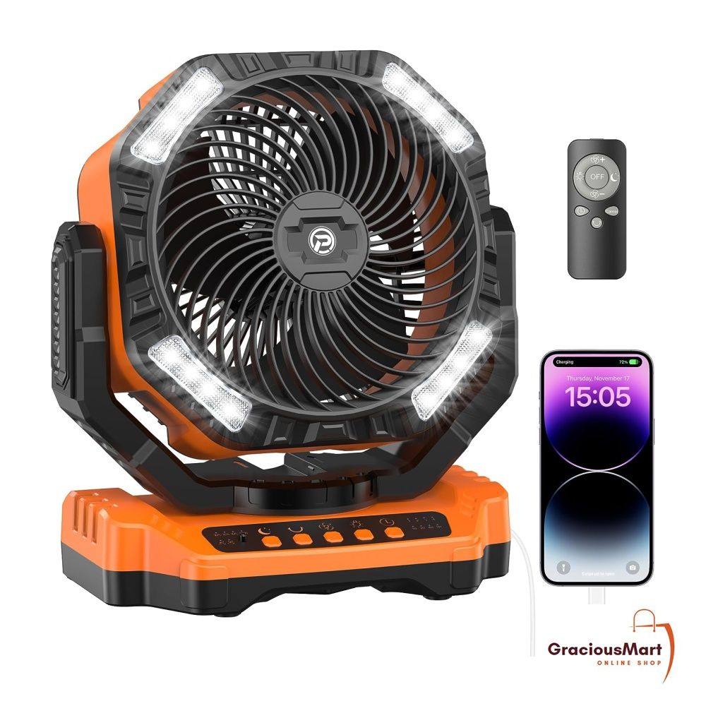 KITWLEMEN 40000mAh Rechargeable Camping Fan Battery Operated
