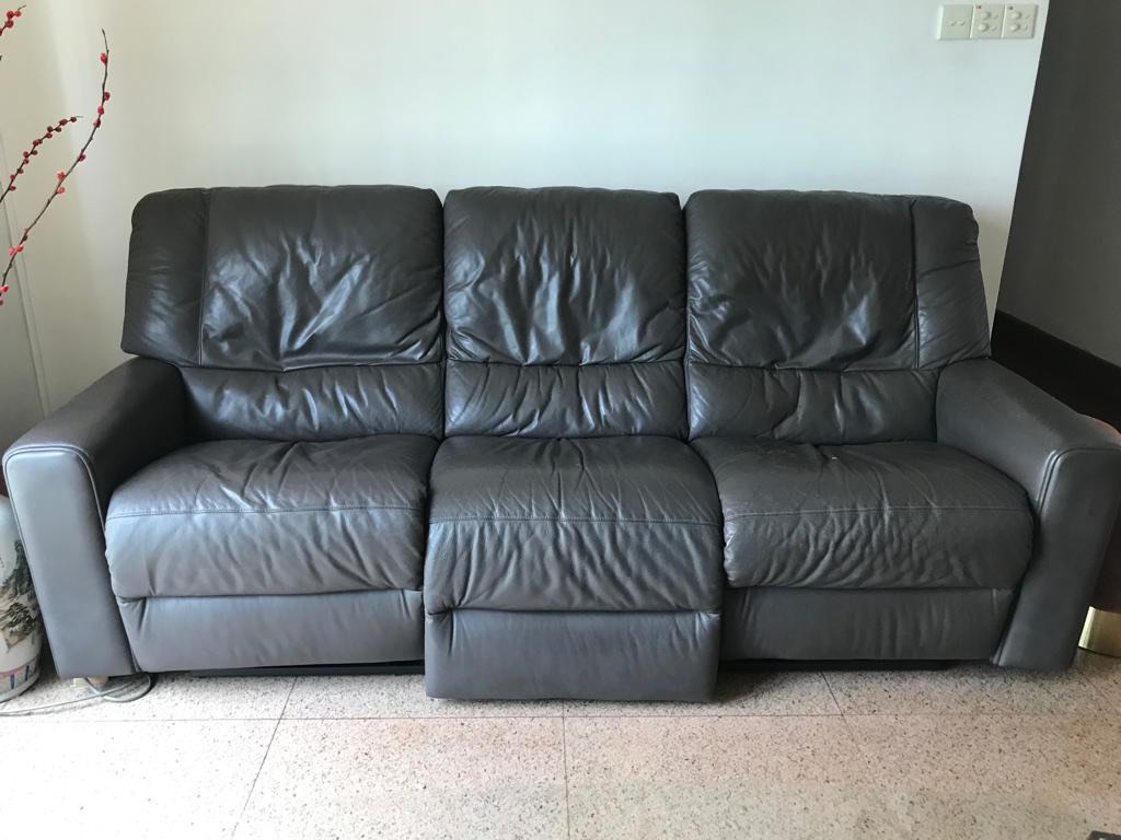 Cellini Genuine Leather reclining sofa, Furniture & Home Living