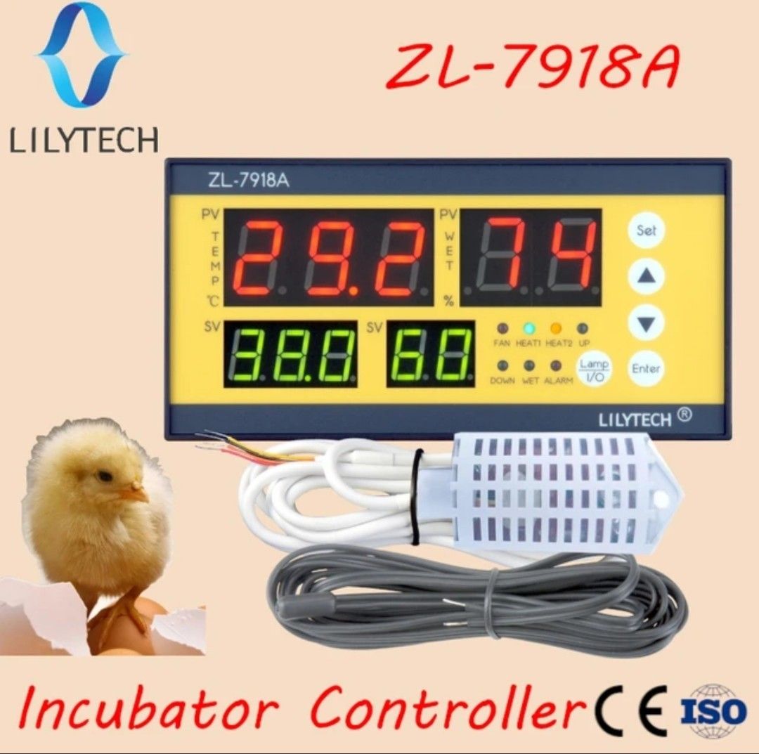 全新 智慧多功能温度及濕度控制儀 LILYTECH ZL-7918A with ZL - SHr05A AC 100-240V ...