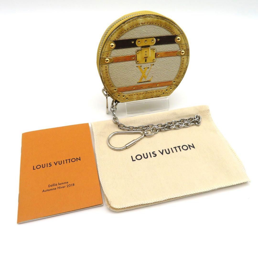 LOUIS VUITTON Coin Case Micro Boite Chapeau Round Zipp Wallet White Gold  Women