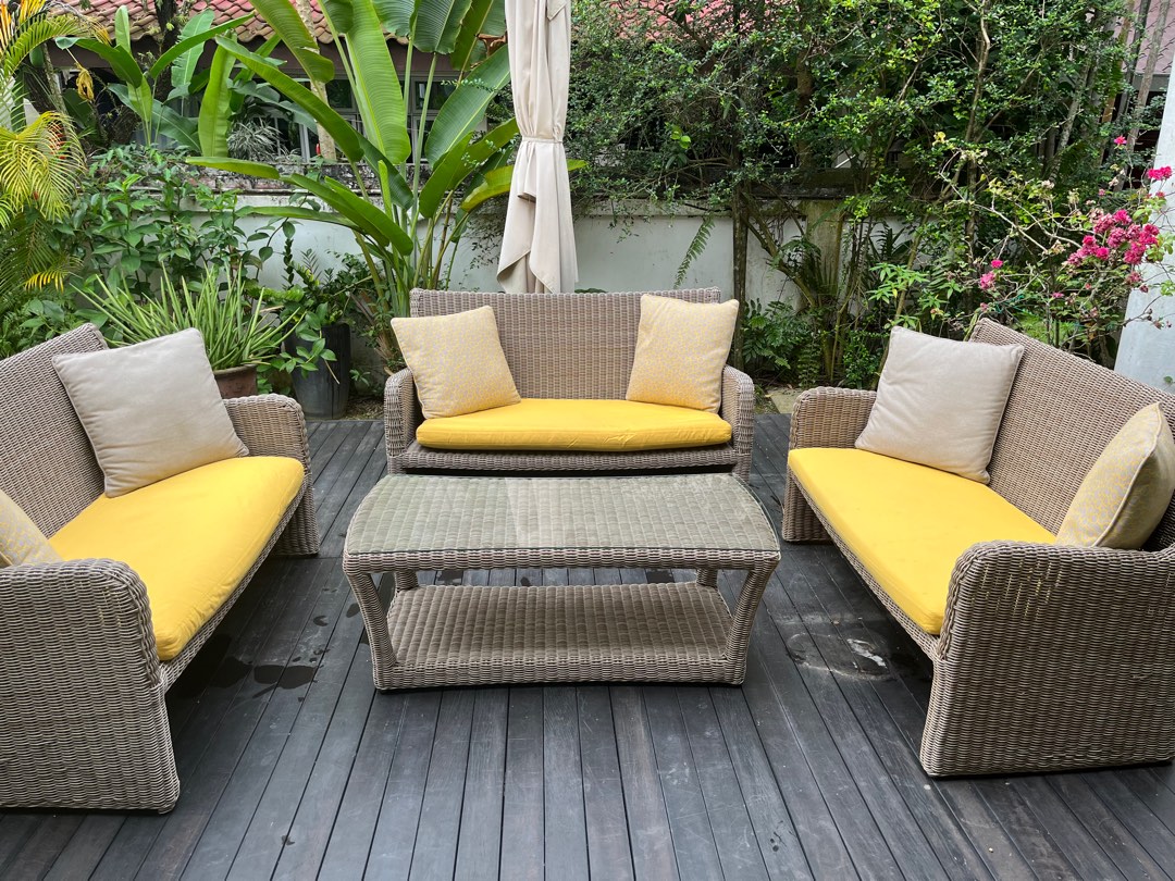 Lovely Domus Ventures outdoor set of 3 sofas and 1 coffee table