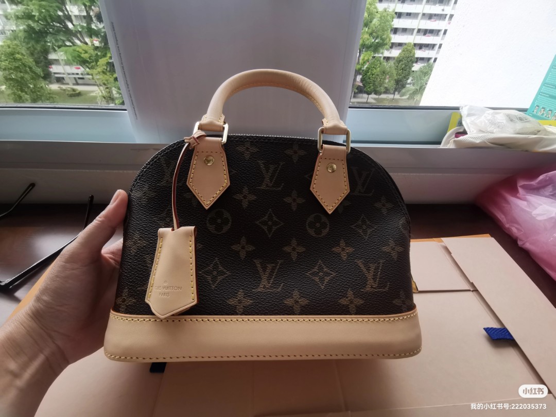 Louis Vuitton LV x YK Alma BB White/Red in Grained Epi Cowhide