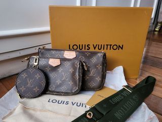 LV POCHETTE Brown Sling Bag Pink Multi Pochette Accessoires Monogram Canvas  Rose Clair brown - Price in India