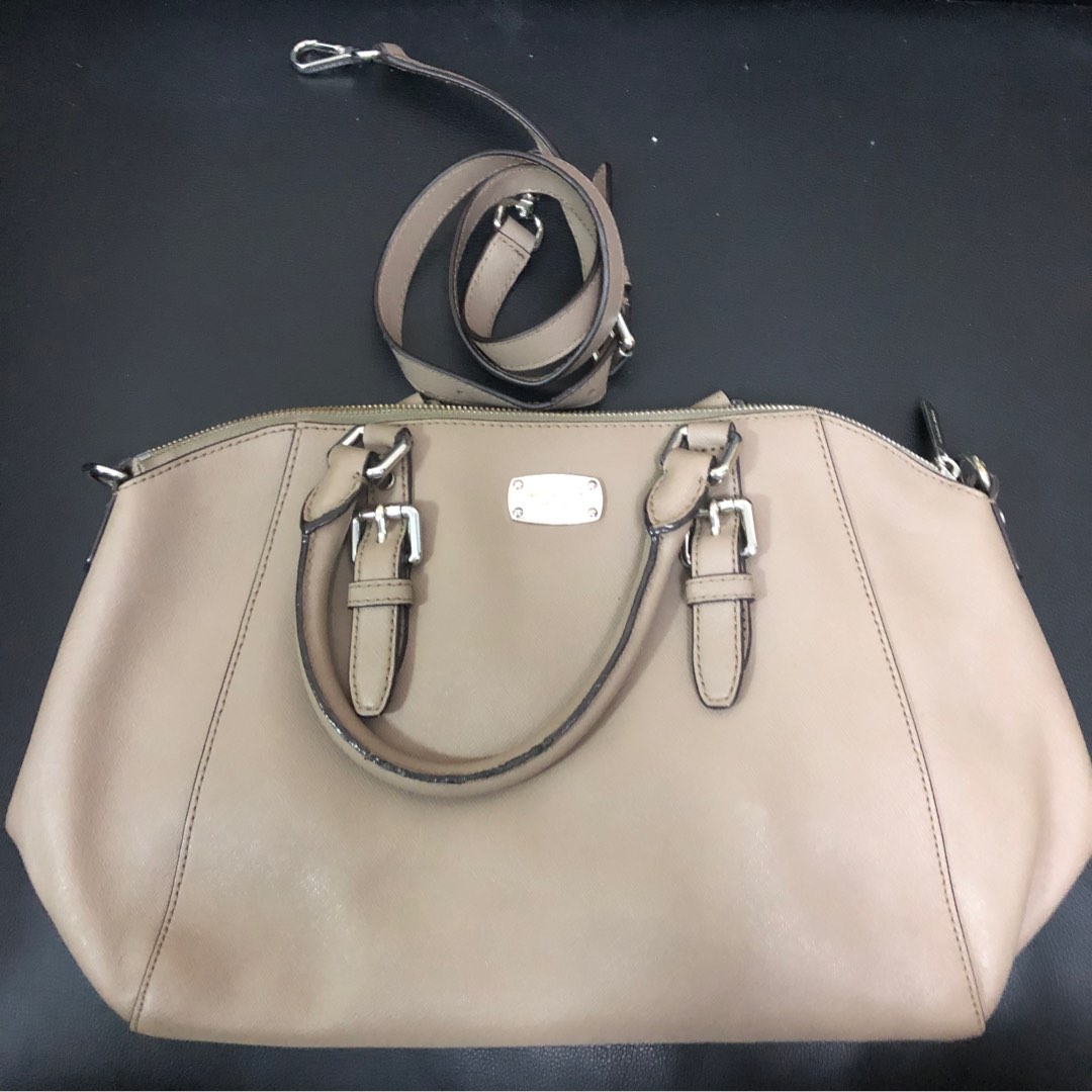 MICHAEL Michael Kors Ava Medium Leather Satchel Bag, Pearl Gray
