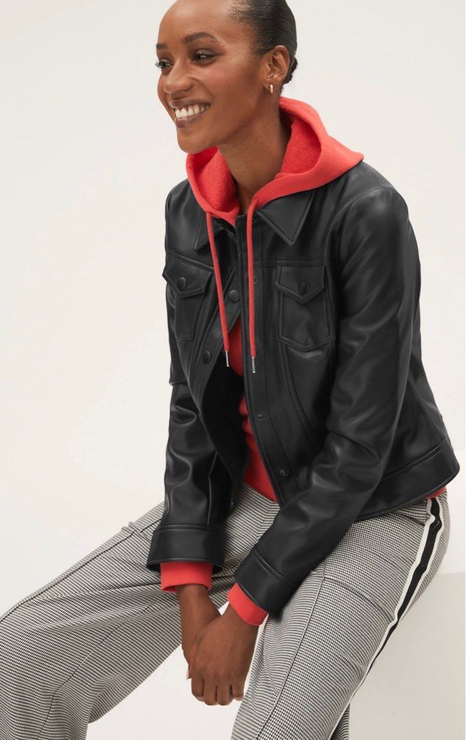 M&s black 2024 leather jacket