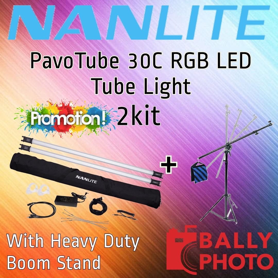 Nanlite PavoTube 30C RGB LED Tube Light 2 Kit With Boomstand ...