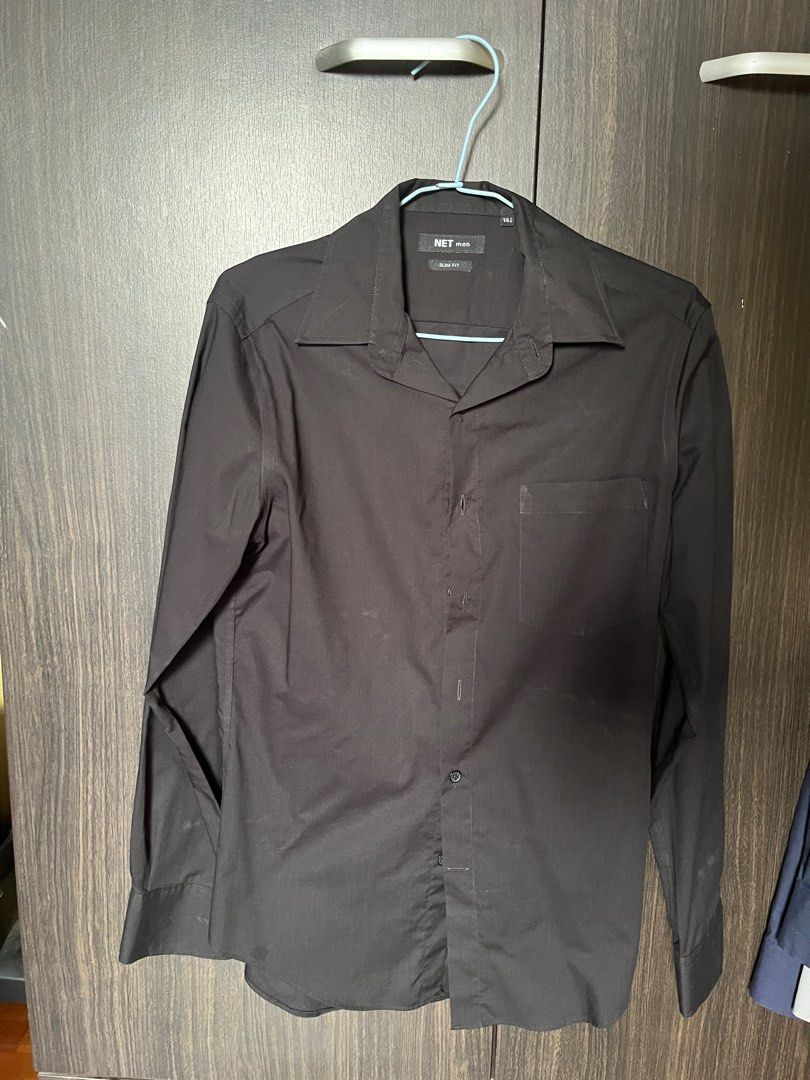 slim black button up