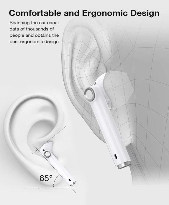 New LF23 White Wireless Headphones Wireless Earphones Bluetooth Earphones Bluetooth 5.0 Earbuds Deep Bass Stereo Sound Noise Isolating with Mic and Charging Case for All Bluetooth Devices Jogging Runn...