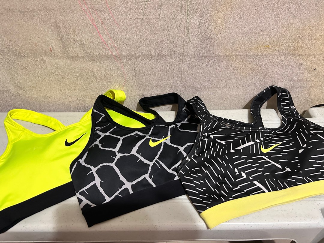 nike pro yellow sports bra, Men's Fashion, Activewear on Carousell