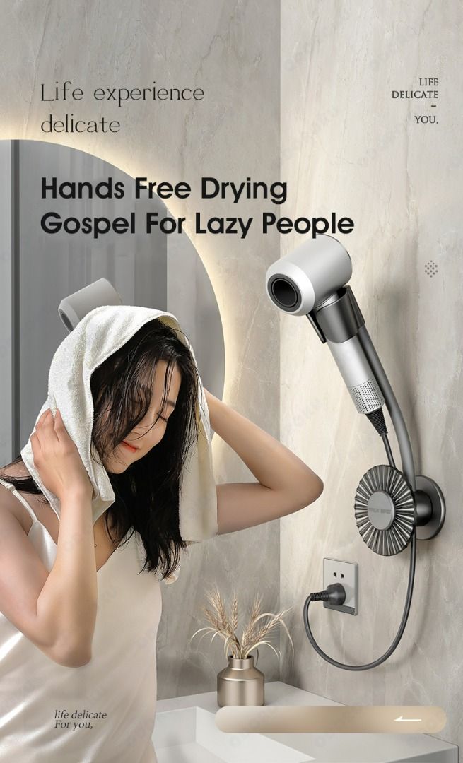ODOROKU Wall Mounted Hair Dryer or Shower Head Holder Airwrap Stand with Glue Adjustable and Hands Free Blow Dryer Holder for Convenience Compatible for Dyson Hair Dryer Holder Women s Fashion Watches