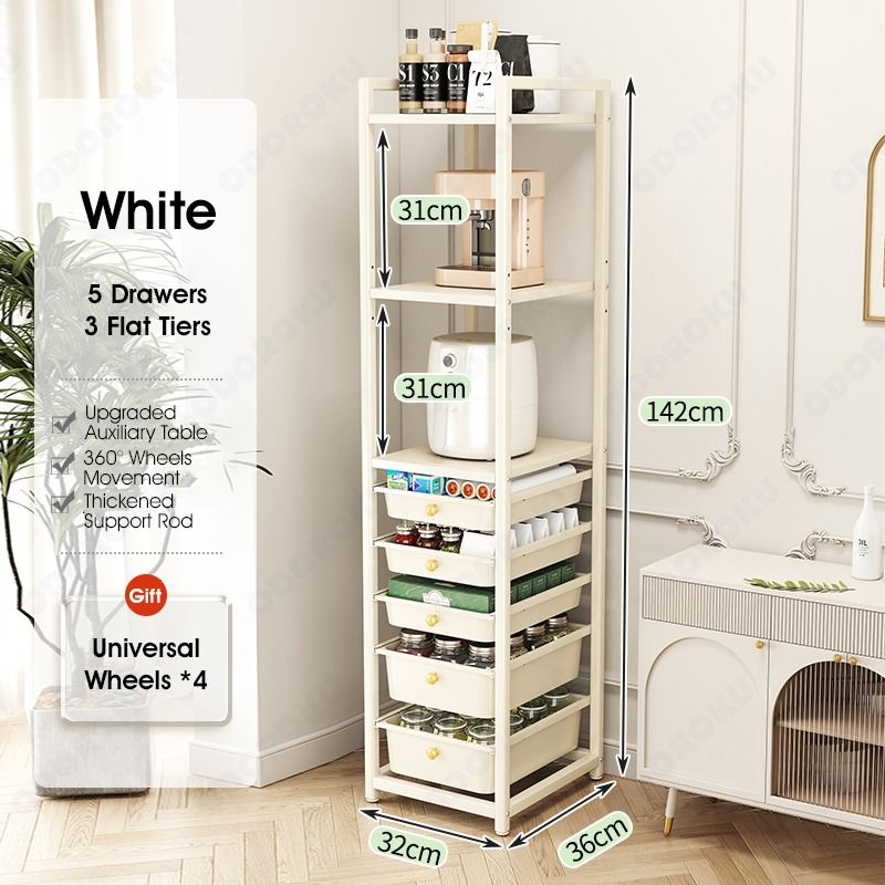 ODOROOKU 2/3/4 Tiers Folding Tabletop Standing Bakers Rack with Pullout ...