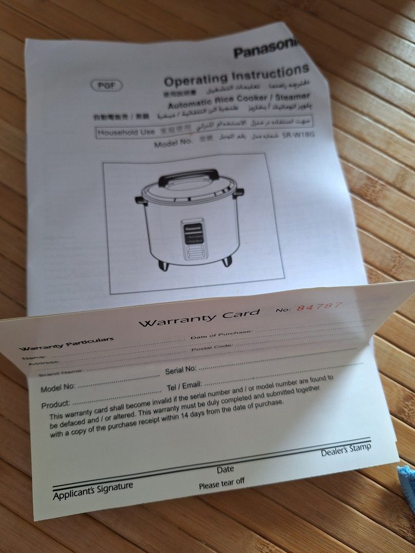 Panasonic Rice cooker [10cups], TV & Home Appliances, Kitchen