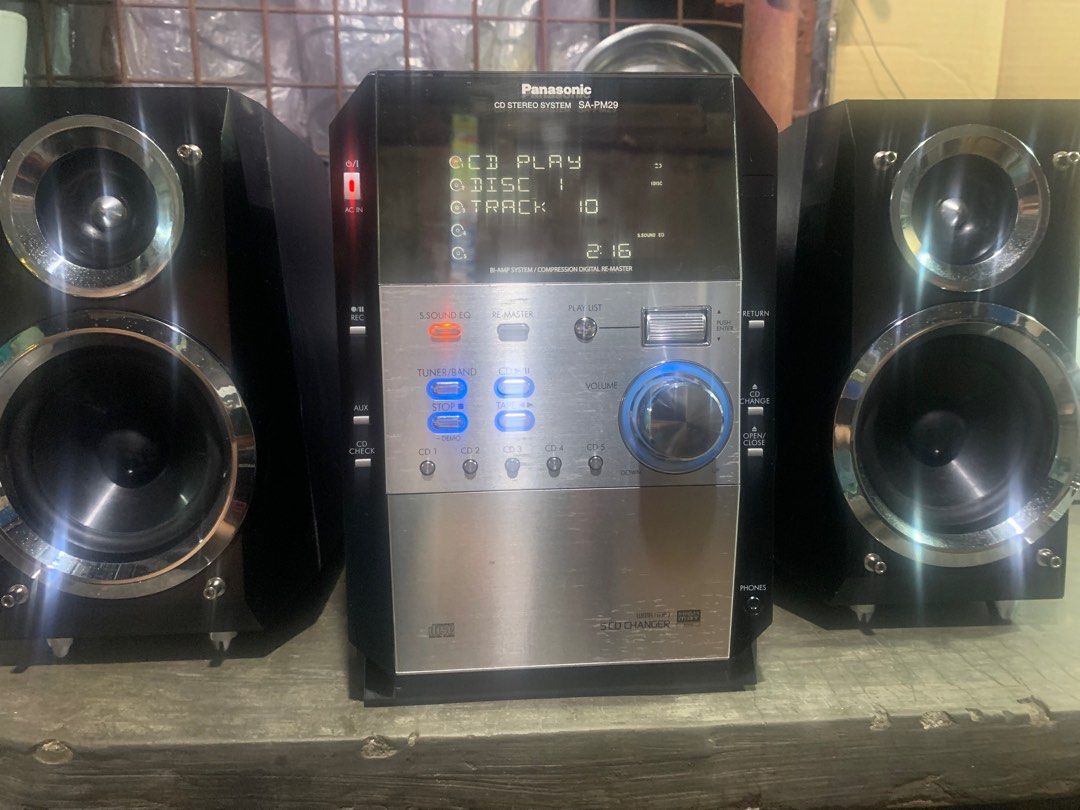 PANASONIC SA-PM29 5 CD SHELF SYSTEM/AM/FM/TAPE/AUX AC 230 VOLTS 60 HZ ...