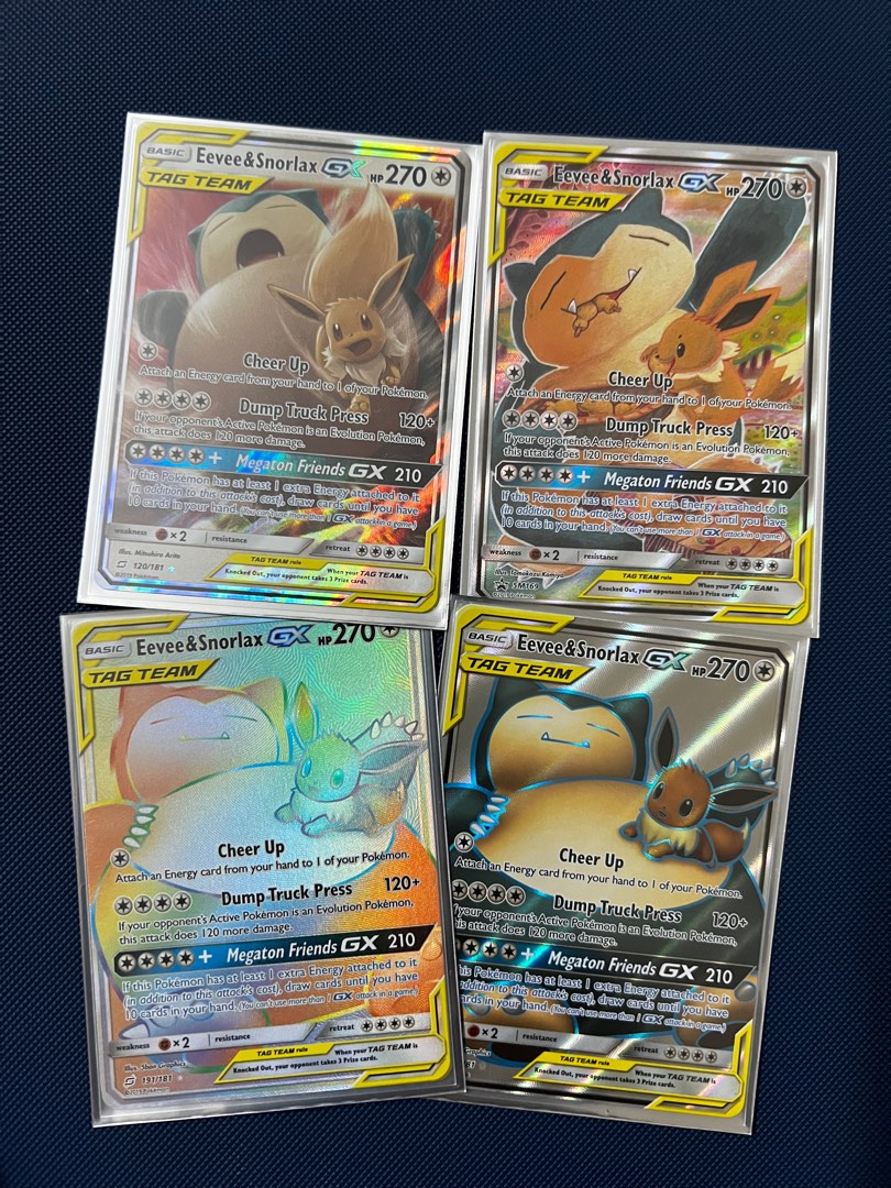 Pokemon Eevee Snorlax GX Tag Team Official Card PTCG, Hobbies & Toys