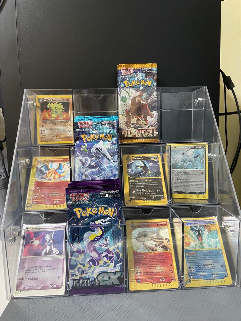 Tcg Card Display TCG Trio Acrylic Card Display Case & Stand  Fits Pokemon,  DC Cards In Toploader Pokemon Card Storage